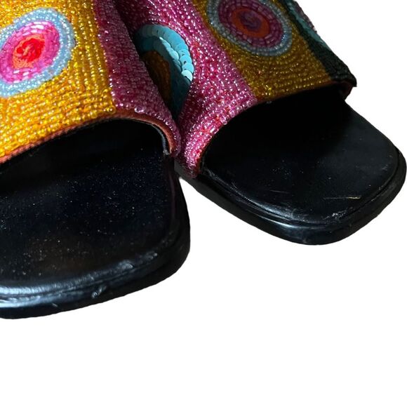 RARE Beaded Italian chunky colorful sandals Size 8.5 iUS / 39 EU GUC - Picture 9 of 16